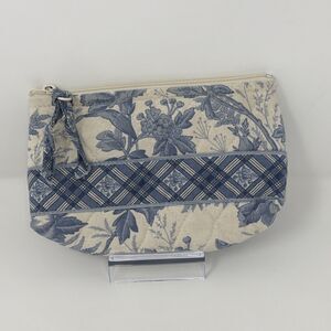 Vera Bradley Blue Toile 2001 Vintage Quilted Small Cosmetic Zip Pouch